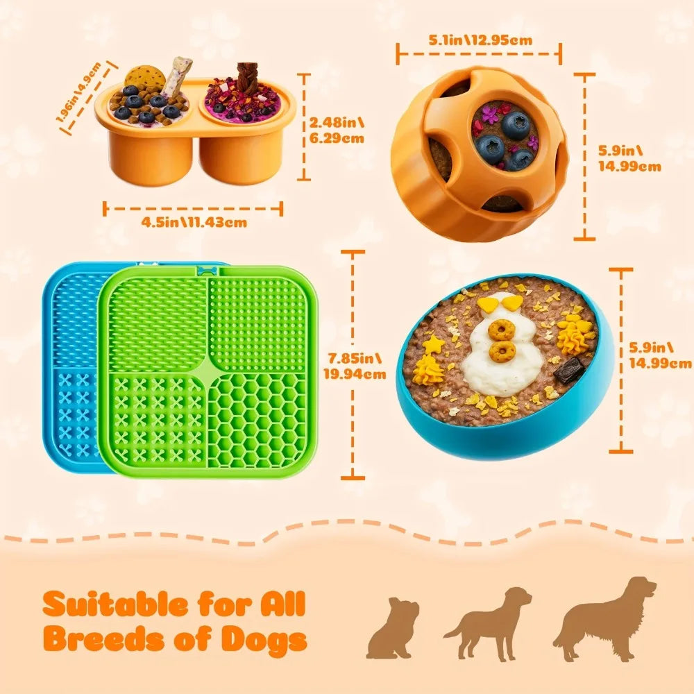 Dog Toys Interactive Silicone Licking Mat Snack Ball Bowl with Anti-Stress Anti-Demotivation Puzzle Accessories for Dogs Playful