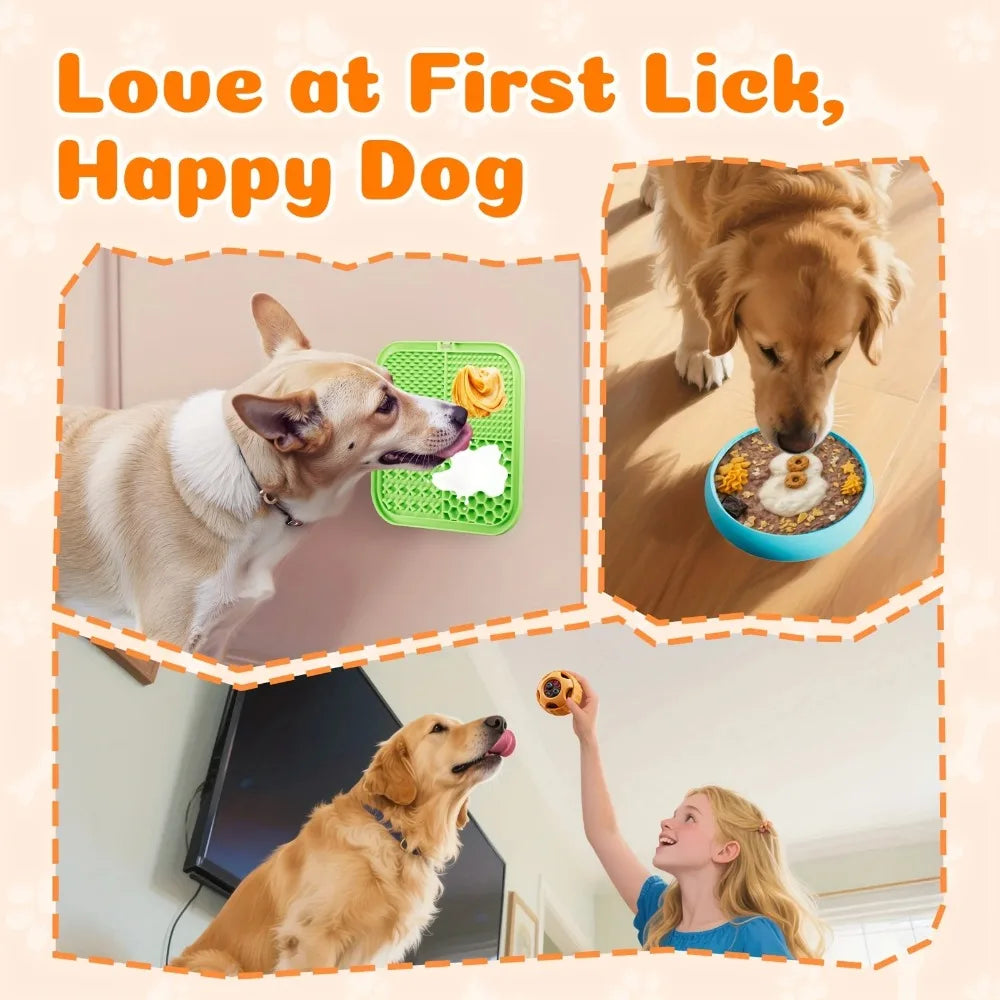 Dog Toys Interactive Silicone Licking Mat Snack Ball Bowl with Anti-Stress Anti-Demotivation Puzzle Accessories for Dogs Playful